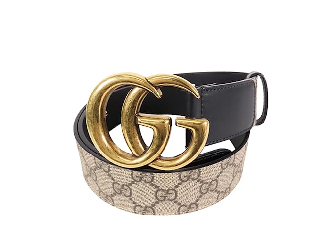 Brown Gucci GG Supreme and Marmont Leather Belt IT 34  ref.1171172