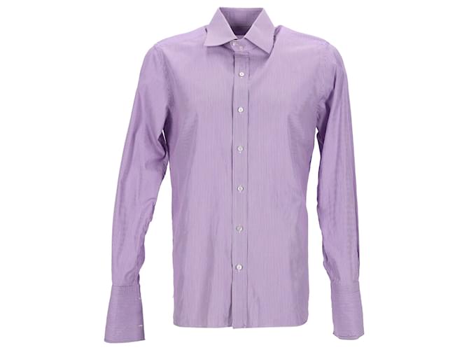 Camisa a rayas Tom Ford de algodón morado Púrpura  ref.1171230