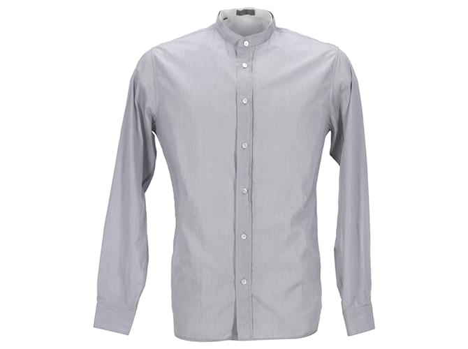Camisa Dior con cuello mao en algodón gris  ref.1171231