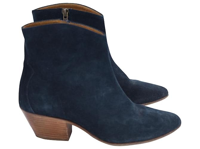 Isabel Marant Dacken Ankle Boots in Navy Blue Suede  ref.1171240