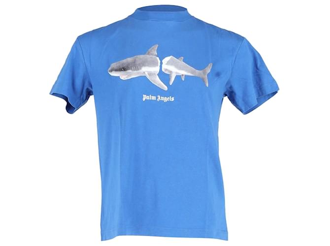 Camiseta Palm Angels Shark de algodón azul  ref.1171258