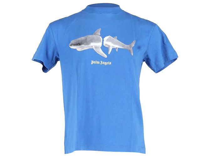Camiseta Palm Angels Shark de algodón azul