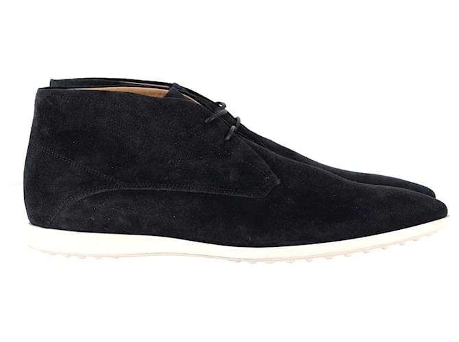 Tod's Lace-Up Chukka Boots in Navy Blue Suede  ref.1171276