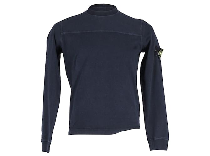 Stone Island Long Sleeve Compass Sweater in Navy Blue Cotton  ref.1171280