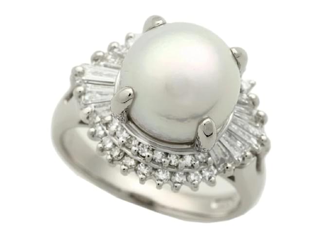 & Other Stories Platinum Pearl Ring Silvery Metal  ref.1171284
