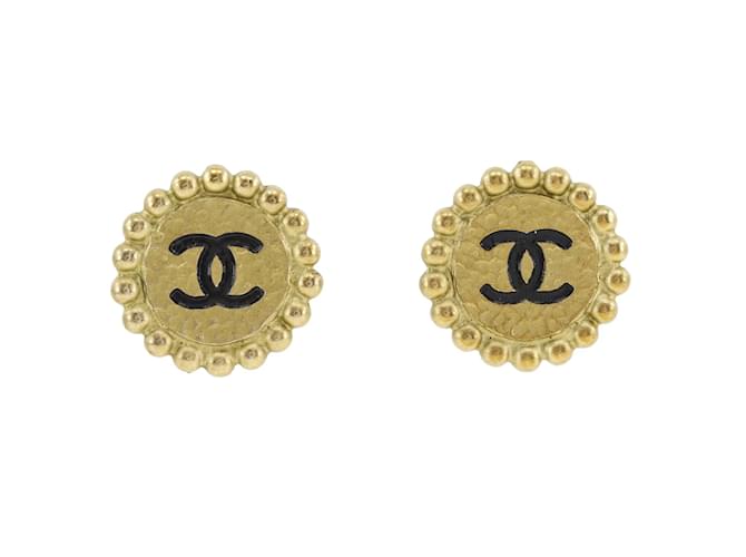 Chanel CC Ohrclips Golden Metall  ref.1171288