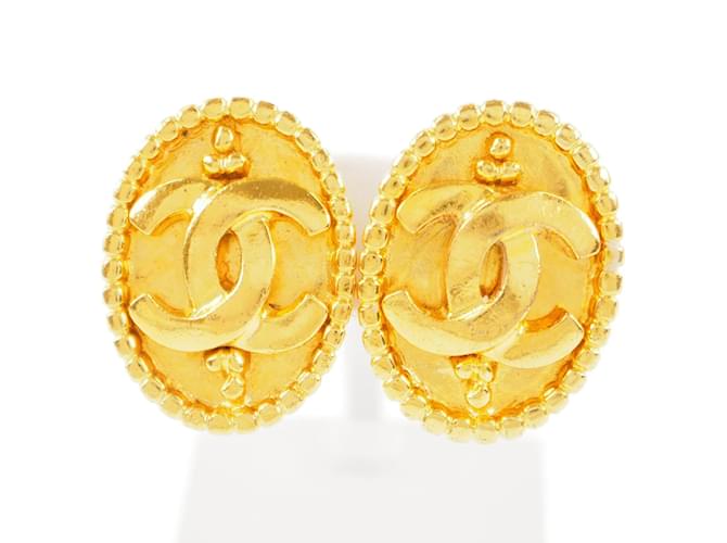 Chanel CC Ohrclips Golden Metall  ref.1171290