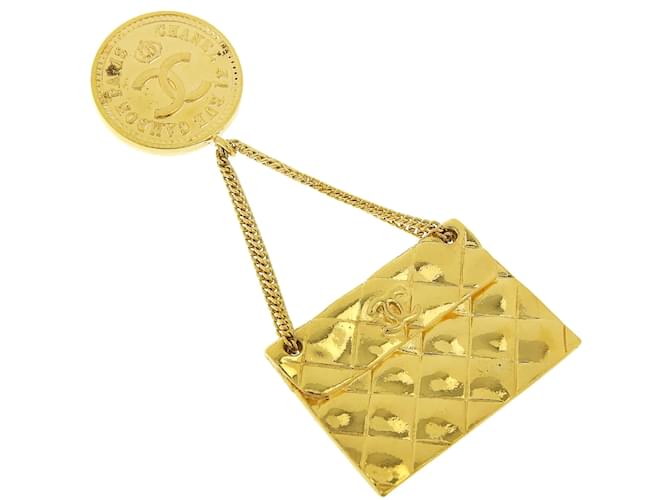 Chanel Broche para bolso CC Matelasse Dorado Metal  ref.1171298