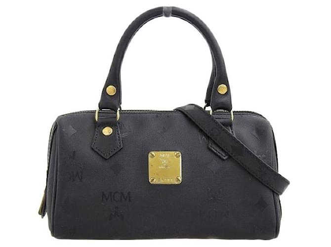 MCM Visetos Nylon Boston Bag Black Cloth  ref.1171325