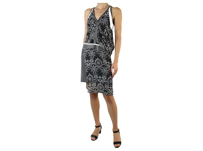 Comme Des Garcons Black sleeveless zip-up printed dress - size UK 10  ref.1171376