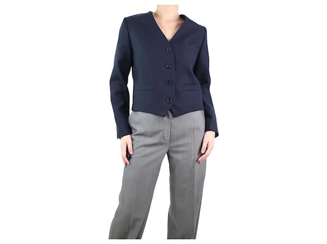 Autre Marque Navy blue cropped wool jacket - size UK 10  ref.1171391