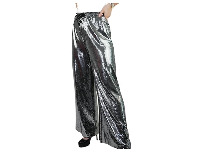 Loewe Silver high waisted sequin drawstring trousers - size M  ref.1171403
