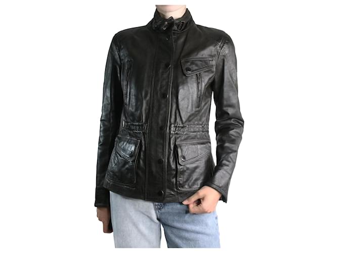 Autre Marque Black leather jacket - size IT 44  ref.1171428