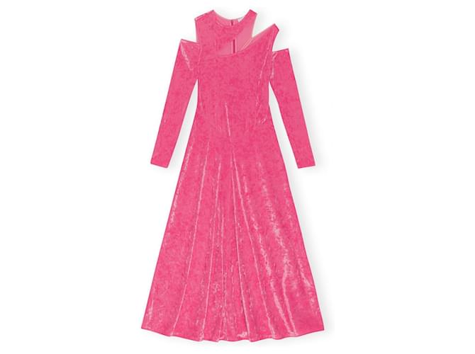 Ganni Dresses Pink Velvet  ref.1171455