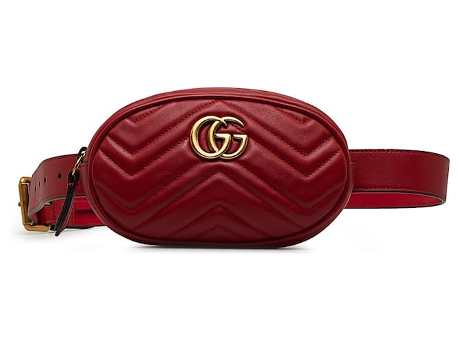 Gucci Red GG Marmont Matelasse Belt Bag Leather Pony-style calfskin  ref.1171489