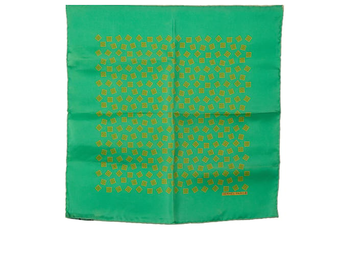 Hermès Hermes Green Printed Silk Scarf Light green Cloth  ref.1171494