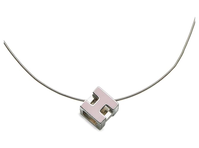 Hermès Colar de cubo de prata Hermes gaiola dH Metal Platina  ref.1171504