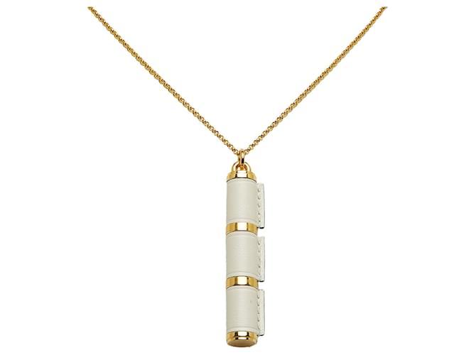 Hermès Gold-Charniere-Halskette Golden Leder Metall Kalbähnliches Kalb Vergoldet  ref.1171523
