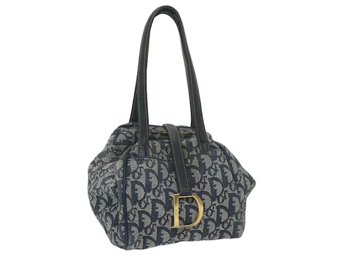 Christian Dior Trotter Canvas Hand Bag Navy Auth hk937 Navy blue Cloth  ref.1171553
