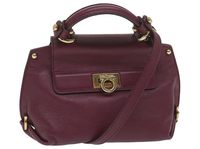 Salvatore Ferragamo Mini Sophia Gancini Hand Bag Leather 2way Red Auth yk9626  ref.1171583