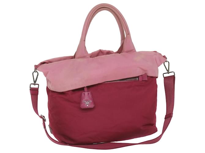 PRADA Hand Bag Nylon Reversible 2way Pink Auth 59269  ref.1171650