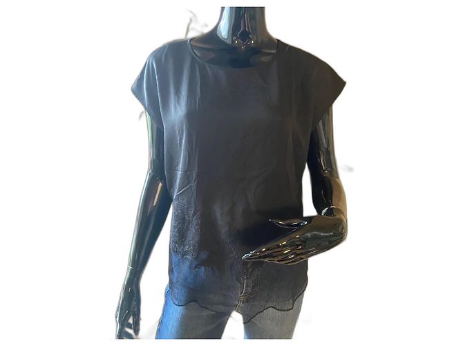 Blusa nera The Kooples con rete Nero