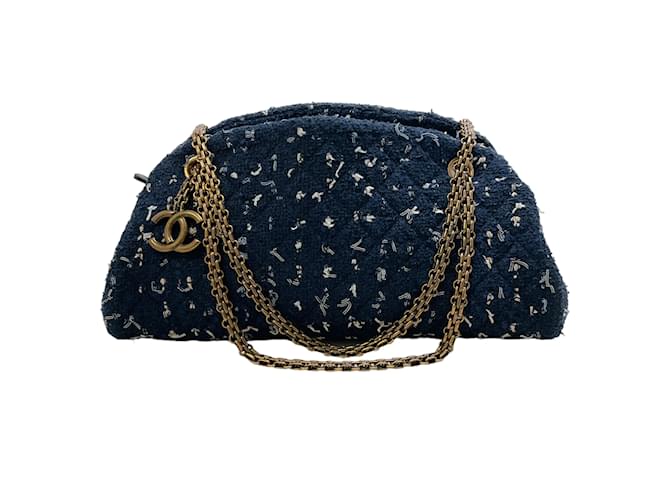 Bolsa Chanel Tweed Just Mademoiselle Azul Marinho  ref.1171697