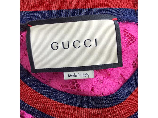 Gucci Pink / Blusa UFO de renda vermelha com lantejoulas Multicor Algodão  ref.1171702