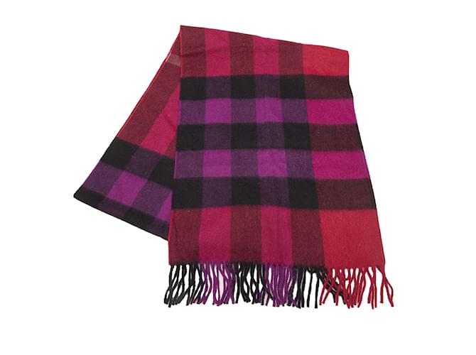 Red Burberry House Check Cashmere Scarf Scarves  ref.1171721