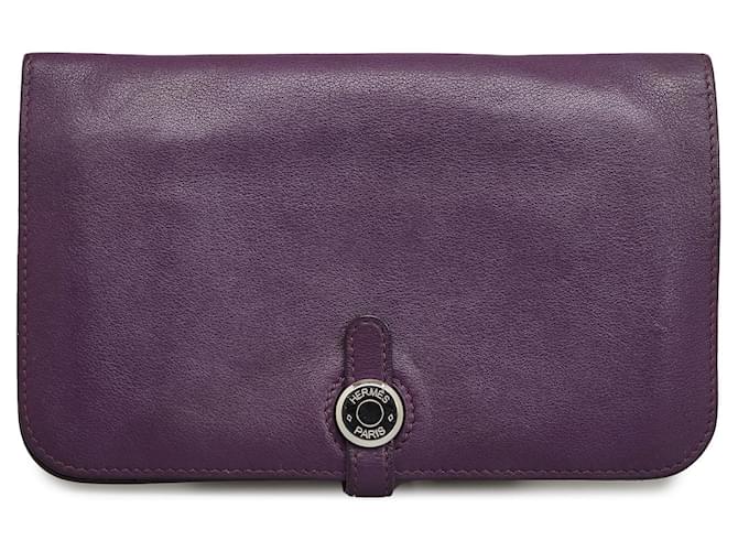 Hermès Purple Hermes Swift Dogon Duo Wallet Leather  ref.1171764