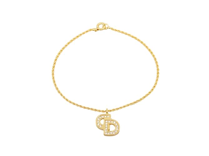 Bracelet strass logo Dior doré  ref.1171773