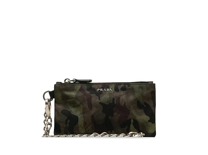 Green Prada Tessuto Camouflage Coin Pouch Synthetic  ref.1171787