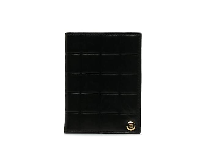 Porta-cartões Chanel Choco Bar em couro de cordeiro preto  ref.1171791