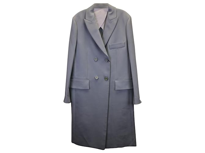 Joseph Tailored Double-Breasted Long Coat in Light Blue Cotton  ref.1171820