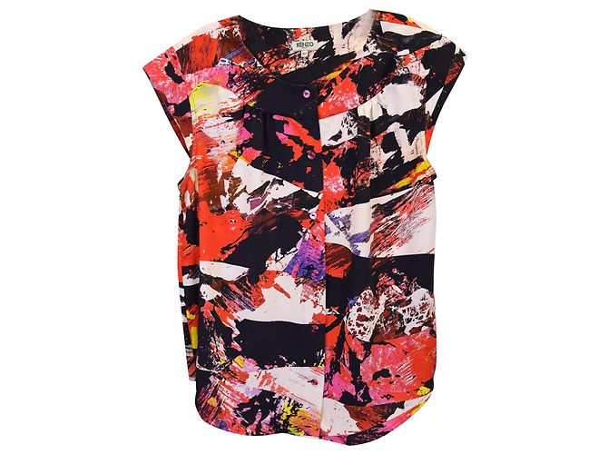 Kenzo Printed Crewneck Blouse in Multicolor Polyester Python print