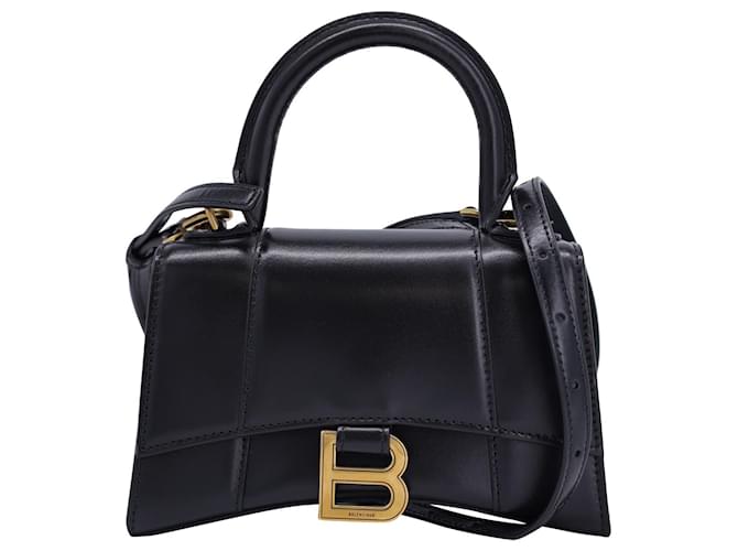 Balenciaga Hourglass XS Handbag in Black Box Calfskin Leather Pony-style calfskin  ref.1171836