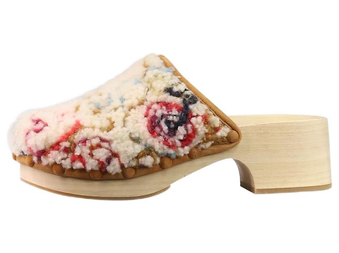 Chloé Neutrale Pelzclogs – Größe EU 40 Holz