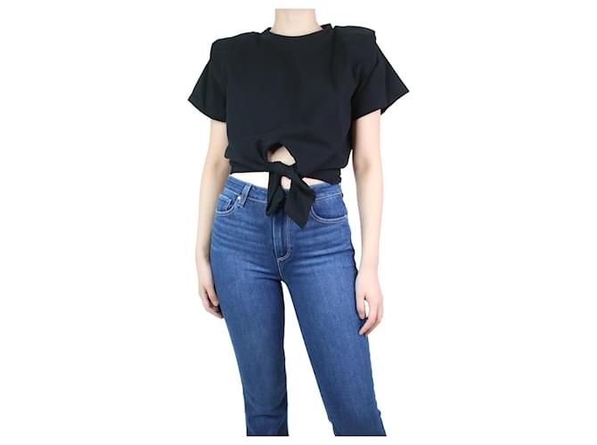 Isabel Marant T-shirt noir noué sur le devant - taille S Coton  ref.1171874
