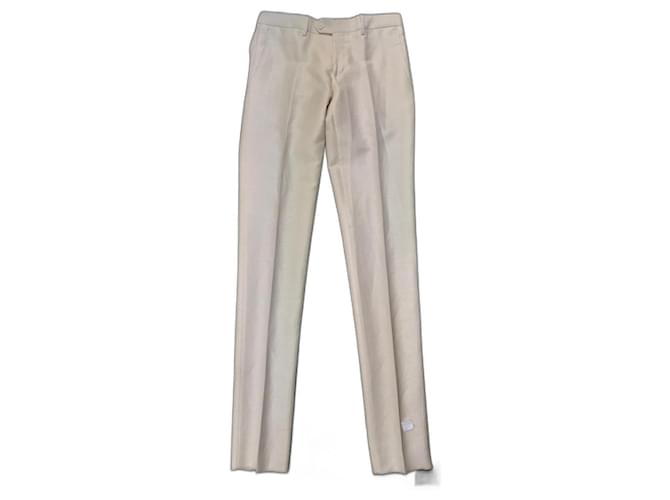 Autre Marque Pantaloni Bianco sporco Cotone Lana  ref.1171888