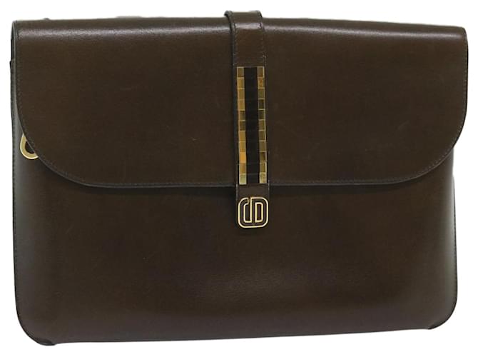 Christian Dior Shoulder Bag Leather Brown Auth hk953  ref.1171912