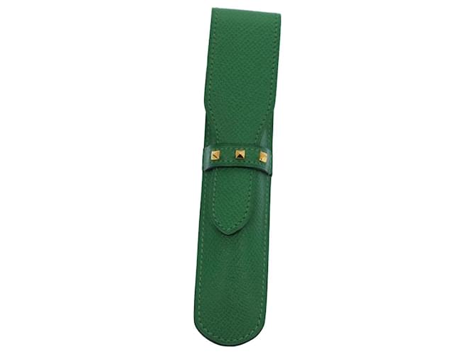 Hermès HERMES Pen Case Leather Green Auth 60589  ref.1171955