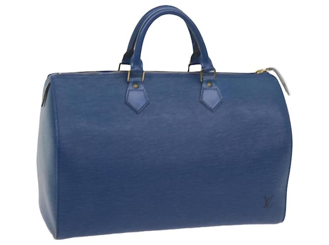 Louis Vuitton Epi Speedy 35 Bolsa de Mão Azul Toledo M42995 Autenticação LV136 Couro  ref.1171968