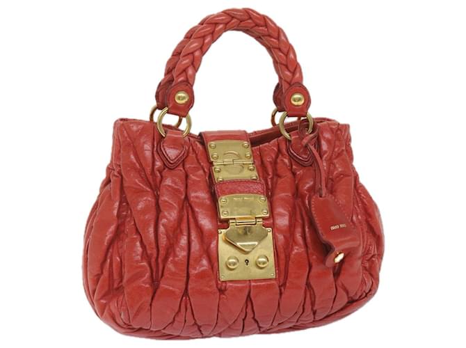 Miu Miu Materasse Hand Bag Leather Red Auth bs10276  ref.1171975