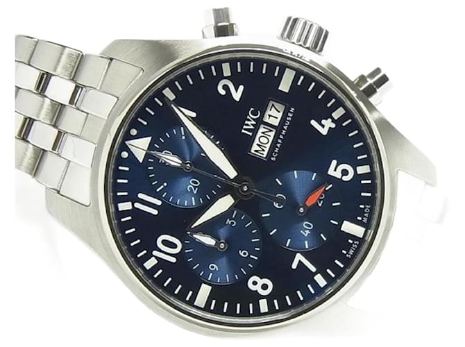 IWC Pilot's watch Chronograph 41 blue Dial Bracelet Specification IW388102 Mens Silvery Steel  ref.1172029