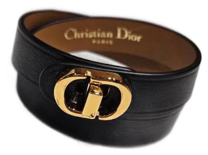 Christian Dior pulsera montaigne 30 Negro Cuero  ref.1172030