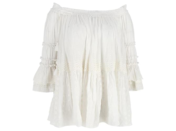 Chloé Chloe Off-Shoulder-Bluse aus weißer Baumwolle  ref.1172084