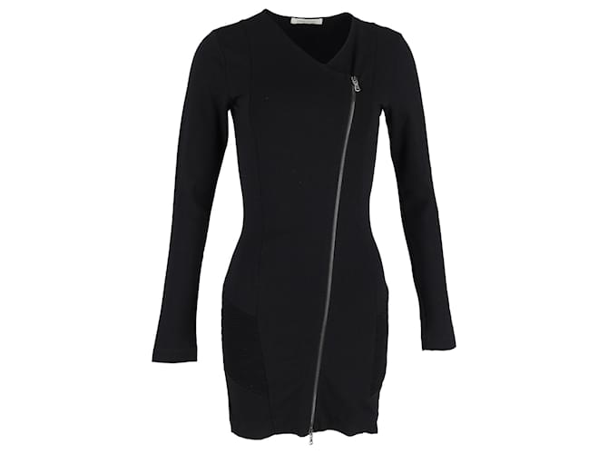 Pierre Balmain Asymmetric Zipper Dress in Black Polyester  ref.1172095