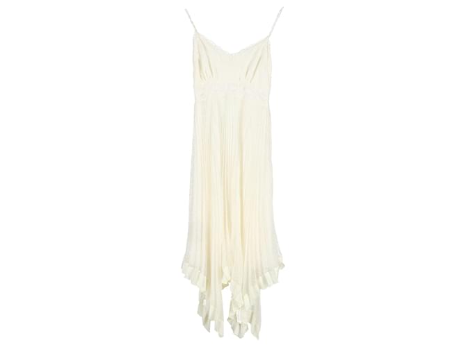 Zimmermann Espionage Lace-Trimmed Pleated Midi Slip Dress in Cream Silk White  ref.1172116