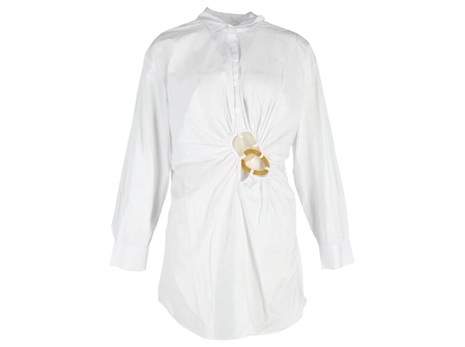 Autre Marque Christopher Esber Folia Mini-Hemdkleid mit schwebender Schnalle und Ausschnitt aus weißer Baumwolle  ref.1172117