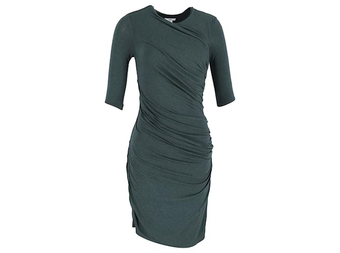 Helmut Lang Gathered Bodycon Dress in Green Cotton  ref.1172119
